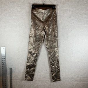 Oober Swank Leggings Women's Size 5 Metallic‎ Gold Pull On Mid Rise Stretch 6437